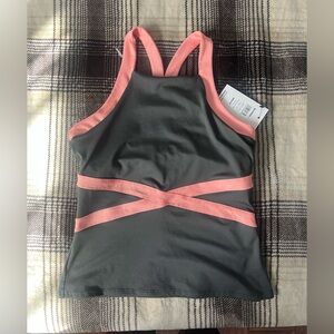 K-Swiss Grey and Pink Crossback Tank